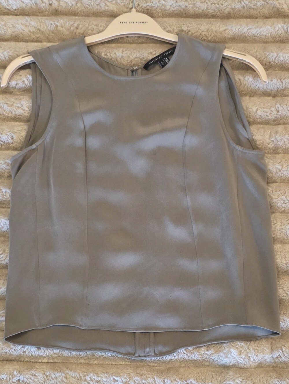 Vintage Theysken's Theory 100% Silk Sleeveless Gray Shell Cami Top